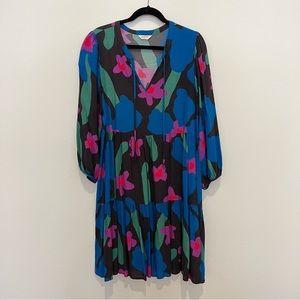 Gorman swing dress in black and blue floral